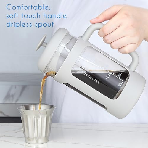 French Press 34 oz Coffee Tea Maker with Borosilicate Glass