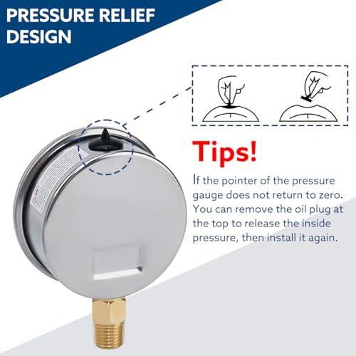 0 1000 Psi Liquid Filled Pressure Gauge