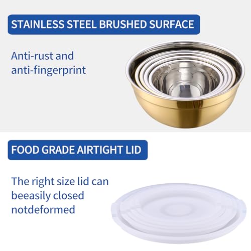 Gold Mixing Bowls With Airtight Lids