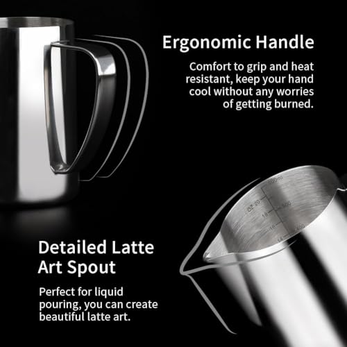 Milk Frothing Pitcher 20oz Stainless Steel Latte Art Milk Jug