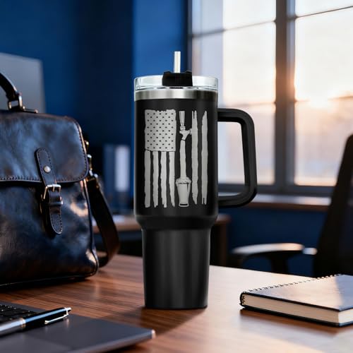 Dad Skeleton Surviving Fatherhood 40 oz Tumbler with Handle