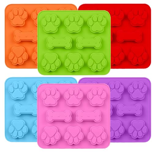 2 in 1 Puppy Dog Paw and Bone Silicone Molds (6 Count)