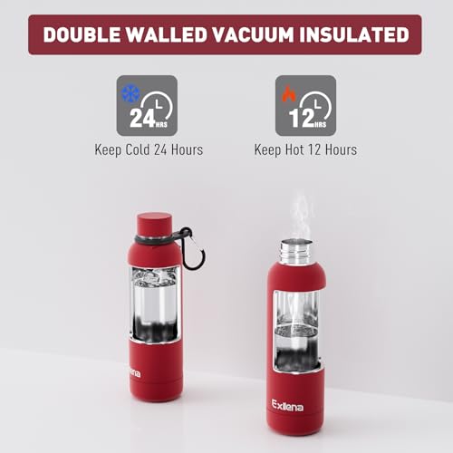 Slim Insulated Water Bottles for Travel 18oz with Clip