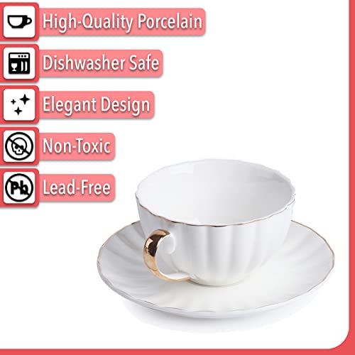 BTaT Cappuccino Cups with Saucers 7 oz (6 Count)