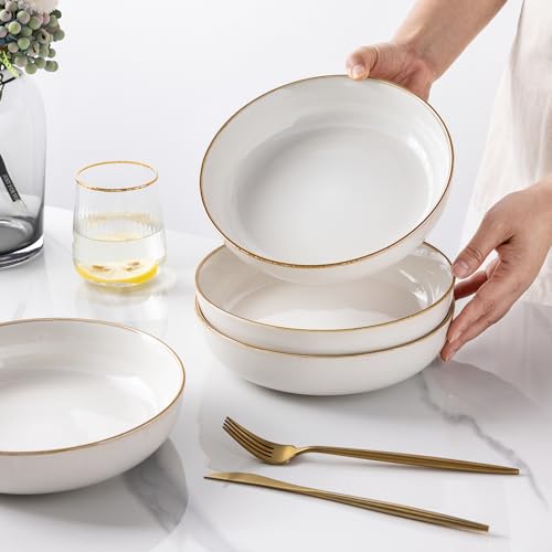8.75'' Large Ceramic Pasta Bowls (4 Count)