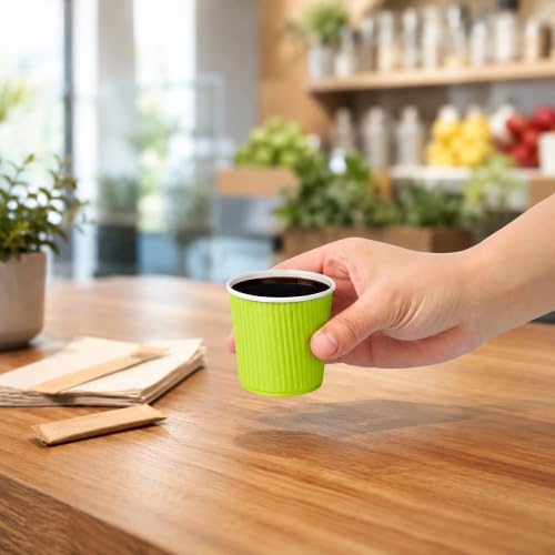 Ripple Wall Coffee Cups 500 Count 4 Ounce Insulated Eco Green Paper Cups