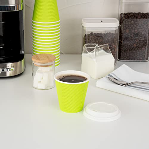 Ripple Wall Coffee Cups 500 Count 8 Ounce Insulated Eco Green Paper Cups