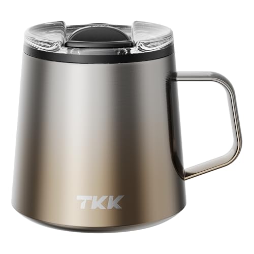 12 oz Insulated Coffee Mug with Handle Ceramic Coating Detachable Slider Lid Stainless Steel Tumbler Double Wall Vacuum Travel Cup