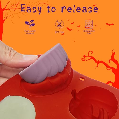 2Pcs Halloween Pumpkin Molds Silicone for Chocolate Candy
