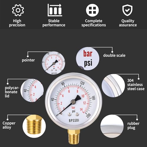 0 200 Psi Pressure Gauge