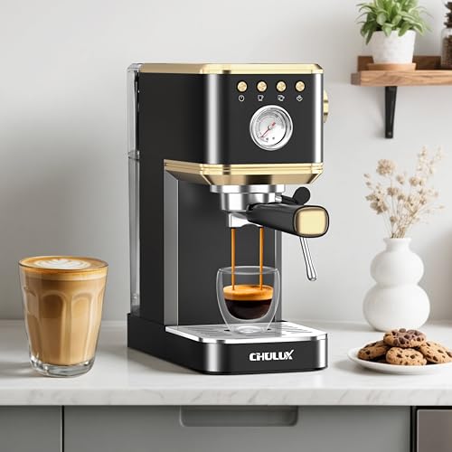 Slim Espresso Machine with Milk Frother for Home Latte