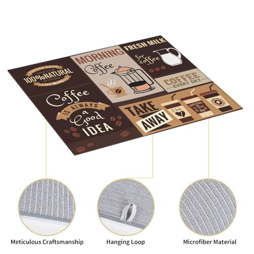 Retro Coffee Pattern Dish Drying Mat