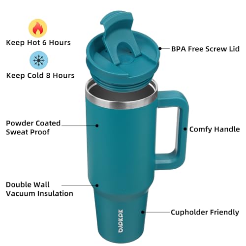 40 oz Insulated Tumbler with Handle & Straw