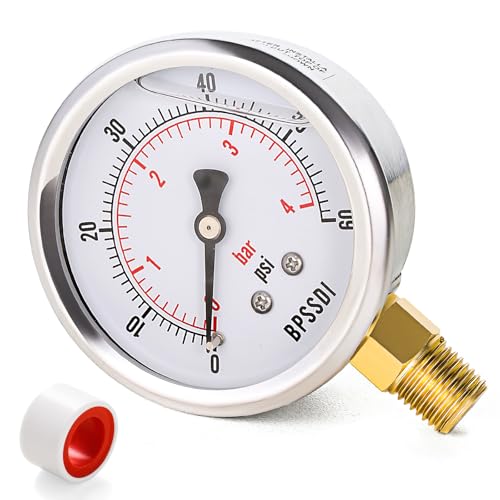 0 60 Psi Glycerin Liquid Filled Low Pressure Gauge