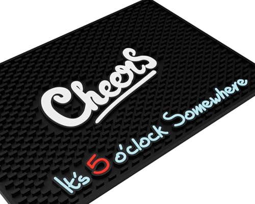 Cheers It's 5 O'Clock Somewhere Tiki Bar Mat 18x12 in