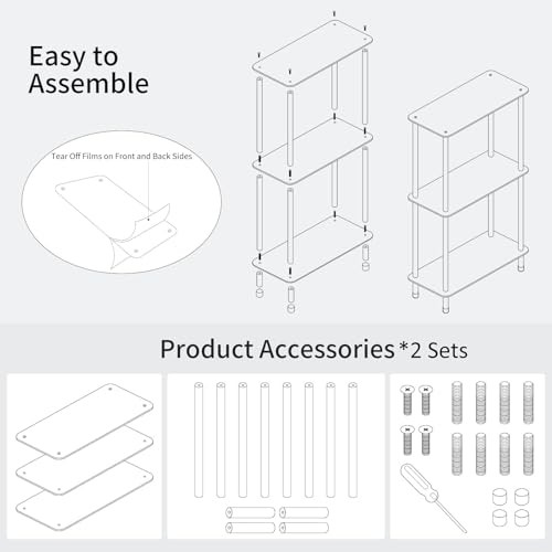 Clear Acrylic Narrow Side Table Set of 2 for Small Spaces (2 Count)