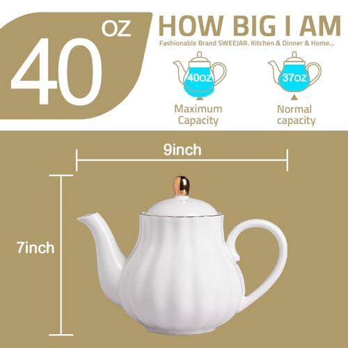 Sweejar 40FLOZ Royal Teapot with Infuser