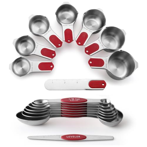 Magnetic Measuring Cups & Spoons Set of 15 with Levelers