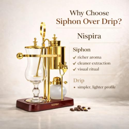 Belgium Royal Family Balance Syphon Unique Gravity Vintage Coffee Maker Vacuum Brewing System Gold 500 ml