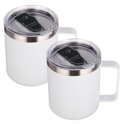 14oz Insulated Stainless Steel Coffee Mug with Lid Bulk 2 Pack (2 Count)