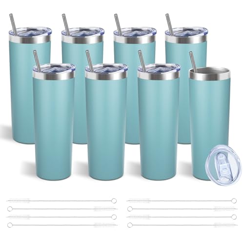 20 oz Skinny Tumbler with Lid and Straw (8 Count)