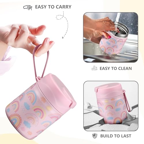 17oz Soup Thermo for Hot Food Kids Insulated Vacuum Food Jar with Stainless Steel Spoon Wide Mouth Thermo Leakproof Lunch Food Container Kids Hot Lunch Box