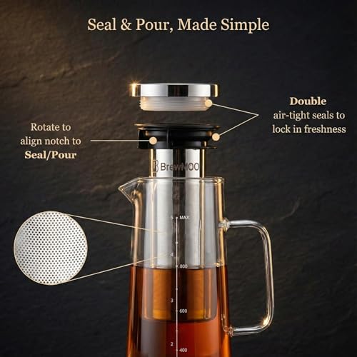 Sleek 1.0L 34oz Glass Cold Brew Coffee Maker Pitcher