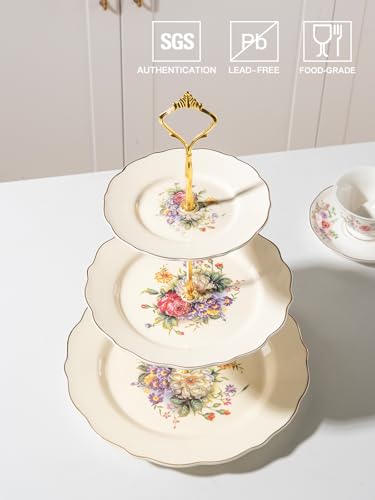Sweejar 3 Tier Ceramic Cake Stand Wedding