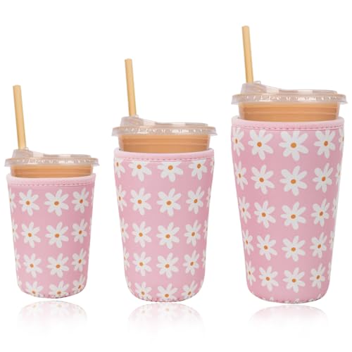 Reusable Insulated Neoprene Iced Coffee Cup Sleeve (3 Count)