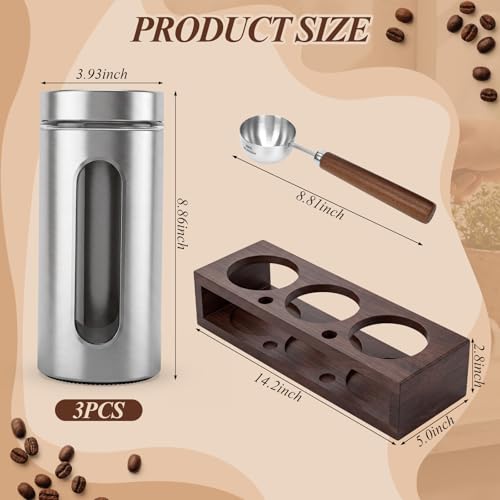 Stainless Steel Coffee Grounds Canisters Container with Shelf (3 Count)