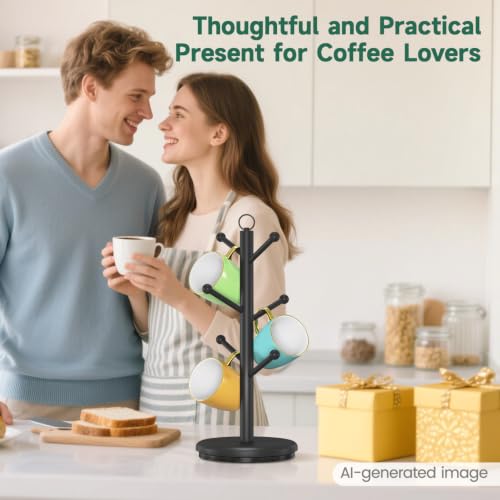 Mug Holder Tree Bamboo 360° Rotating Coffee Cup Display Rack