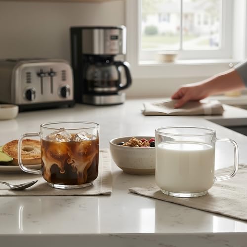 18oz Glass Coffee Mugs Set of 2 (36 Count)