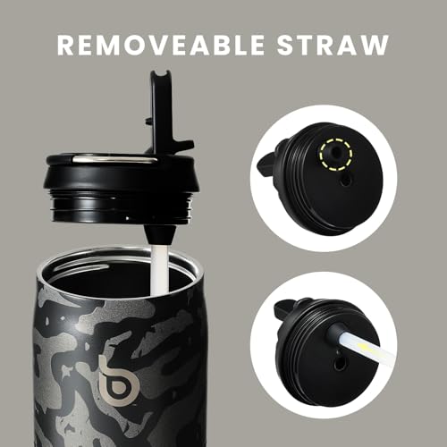 Stainless Steel Water Bottle 32 oz Black Camouflage