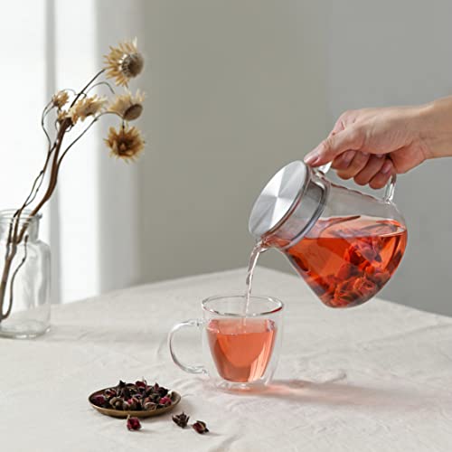 One Touch Glass Teapot with Stainless Steel Filter Lid