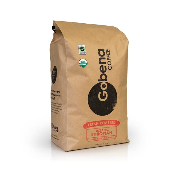 Coffee 5lb Fair Trade Organic Certified Ethiopian Ground Dark Roast (80 Ounce)