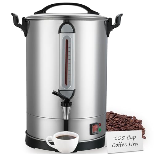 24L Coffee Percolator Large Coffee Maker 155 Cups Commercial Coffee Urn Electric Industrial Coffee Maker Hot Water Dispenser Machine for Catering