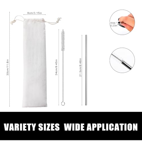 10 Pcs Metal Straw Reusable 8.5" 6mm Stainless Steel Straws (10 Count)