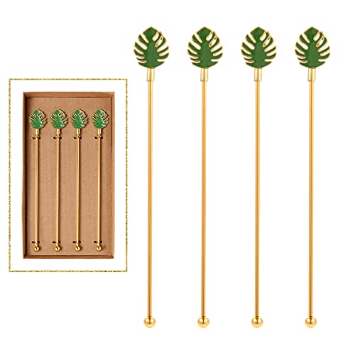 Palm leaf Drink Stirrer Sticks Stainless Steel Coffee Beverage Stirrers