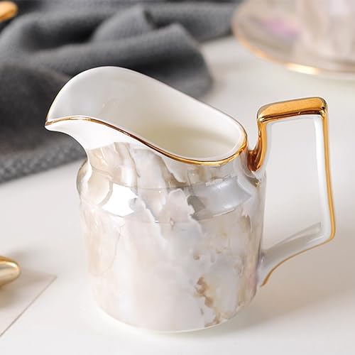 Marble Pattern Porcelain Tea Set with Gold Accents