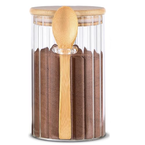 24 FL OZ Airtight Glass Jar with Bamboo Lid Spoon