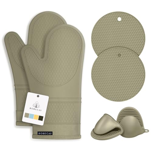 Silicone Oven Mitts and Pot Holders Sets for Kitchen
