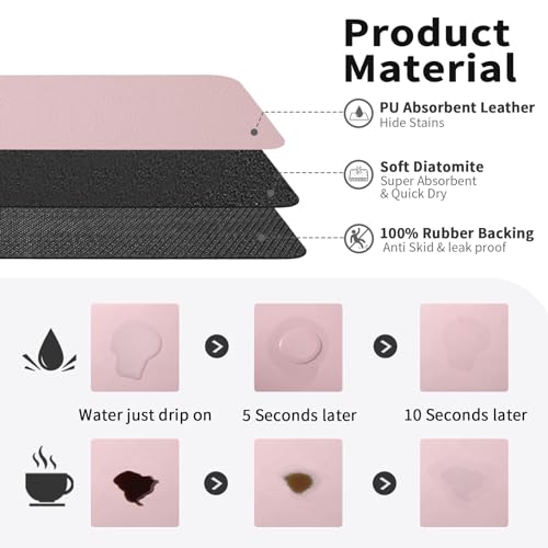 Coffee Mat Absorbent Hide Stain Rubber Backed Dish Drying Mat for Kitchen Counter
