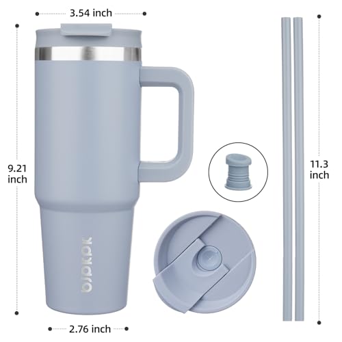 30 oz Insulated Tumbler with Handle & Straw