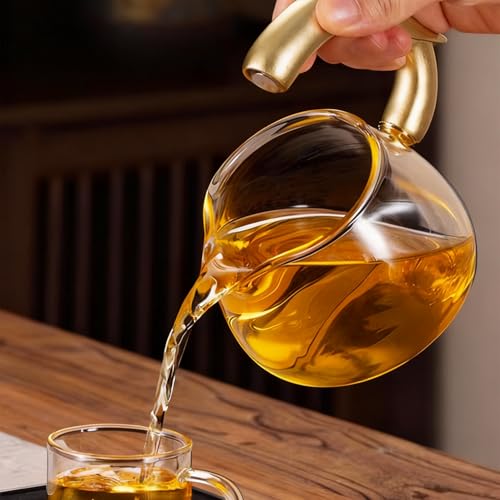 Lazy Kungfu Glass Tea Set Heat Resistant Semi Automatic Drip Rotating with Infuser Magnetic Teapot Set for Gongfu Tea Making Ideal