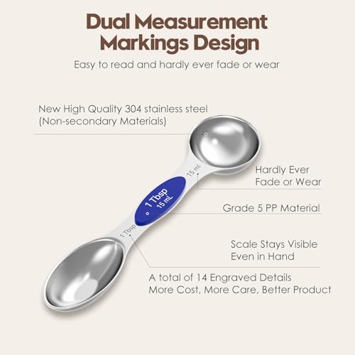 Magnetic Measuring Spoons Set with Measurement Markings (8 Count)
