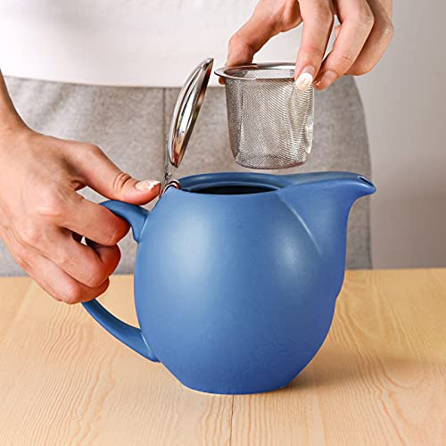 32 ounce Blue Porcelain Tea Pot