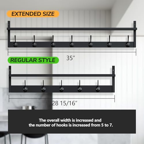Wall Hooks with Shelf 35 Inch Length Entryway Hanging Shelf Wood Coat Hooks Wall