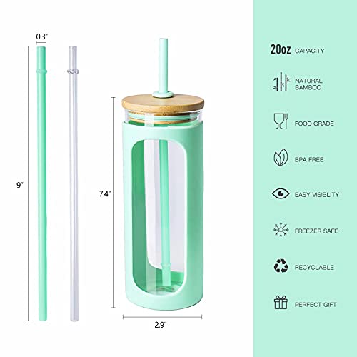 20oz Glass Water Tumbler with Straw and Lid