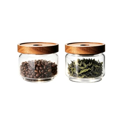 Glass Jars with Airtight Wood Lids (2 Count)
