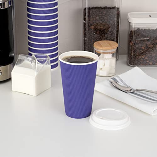 Ripple Wall Coffee Cups 25 Count 16 Ounce Insulated Royal Purple Paper Cups